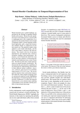 Mental Disorder Classification via Temporal Representation of Text