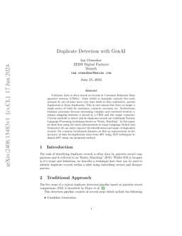 Duplicate Detection with GenAI