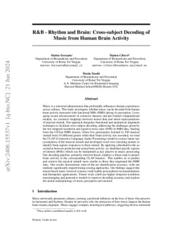 R&B -- Rhythm and Brain: Cross-subject Decoding of Music from Human
  Brain Activity