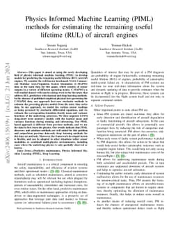 Physics Informed Machine Learning (PIML) methods for estimating the
  remaining useful lifetime (RUL) of aircraft engines