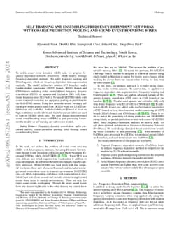 Self Training and Ensembling Frequency Dependent Networks with Coarse
  Prediction Pooling and Sound Event Bounding Boxes