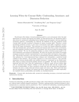 Learning When the Concept Shifts: Confounding, Invariance, and Dimension
  Reduction