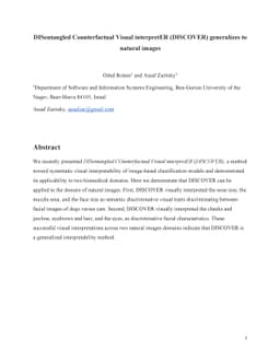 DISentangled Counterfactual Visual interpretER (DISCOVER) generalizes to
  natural images