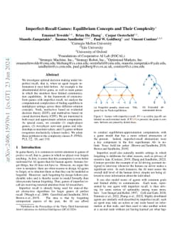 Imperfect-Recall Games: Equilibrium Concepts and Their Complexity