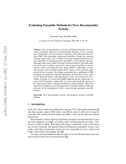 Evaluating Ensemble Methods for News Recommender Systems