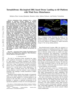 TornadoDrone: Bio-inspired DRL-based Drone Landing on 6D Platform with
  Wind Force Disturbances