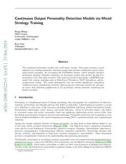 Continuous Output Personality Detection Models via Mixed Strategy
  Training