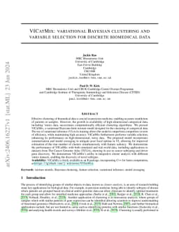 VICatMix: variational Bayesian clustering and variable selection for
  discrete biomedical data