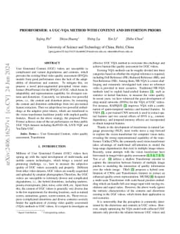 Priorformer: A UGC-VQA Method with content and distortion priors