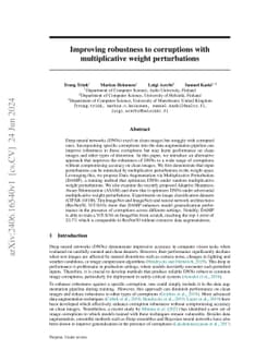Improving robustness to corruptions with multiplicative weight
  perturbations