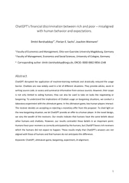 ChatGPT's financial discrimination between rich and poor -- misaligned
  with human behavior and expectations