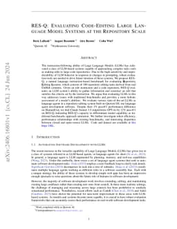 RES-Q: Evaluating Code-Editing Large Language Model Systems at the
  Repository Scale