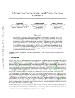 A Survey on Transformers in NLP with Focus on Efficiency