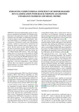 Enhancing Computational Efficiency of Motor Imagery BCI Classification
  with Block-Toeplitz Augmented Covariance Matrices and Siegel Metric