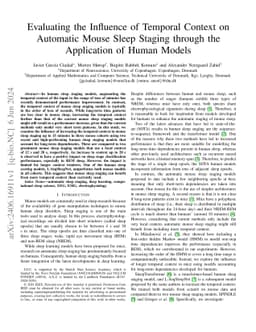Evaluating the Influence of Temporal Context on Automatic Mouse Sleep
  Staging through the Application of Human Models