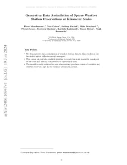 Generative Data Assimilation of Sparse Weather Station Observations at Kilometer Scales