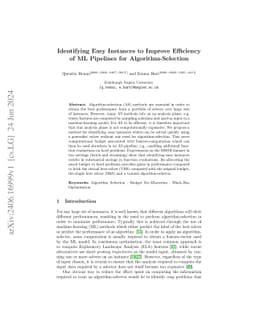 Identifying Easy Instances to Improve Efficiency of ML Pipelines for
  Algorithm-Selection