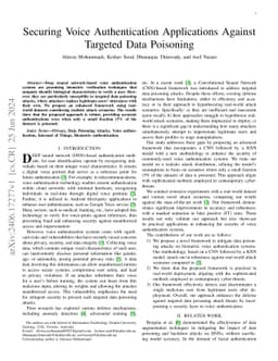 Securing Voice Authentication Applications Against Targeted Data
  Poisoning