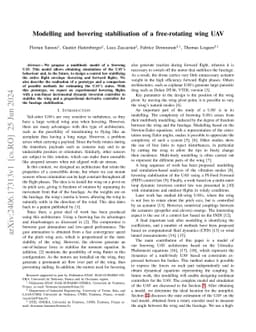 Modelling and Hovering Stabilisation of a Free-Rotating Wing UAV