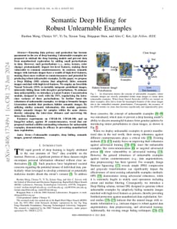 Semantic Deep Hiding for Robust Unlearnable Examples