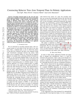 Constructing Behavior Trees from Temporal Plans for Robotic Applications