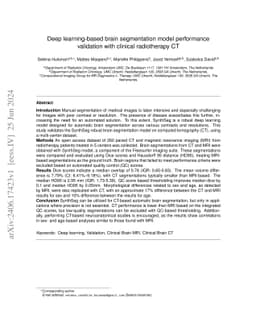 Deep learning-based brain segmentation model performance validation with
  clinical radiotherapy CT