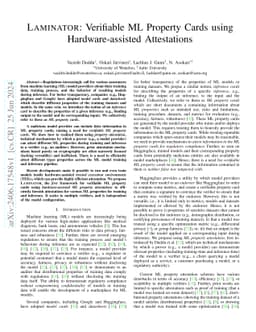 Laminator: Verifiable ML Property Cards using Hardware-assisted Attestations