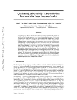Quantifying AI Psychology: A Psychometrics Benchmark for Large Language
  Models