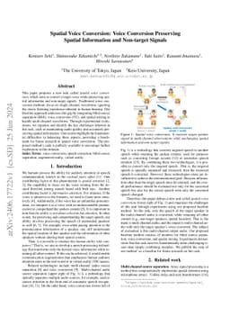 Spatial Voice Conversion: Voice Conversion Preserving Spatial
  Information and Non-target Signals