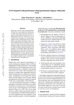 LLM Targeted Underperformance Disproportionately Impacts Vulnerable
  Users