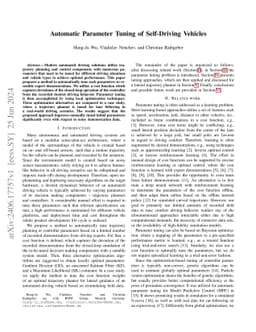 Automatic Parameter Tuning of Self-Driving Vehicles