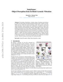 SonicSense: Object Perception from In-Hand Acoustic Vibration