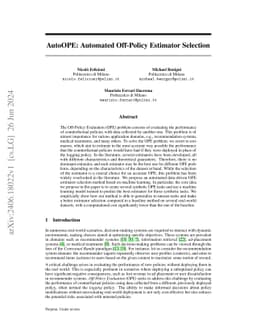 AutoOPE: Automated Off-Policy Estimator Selection