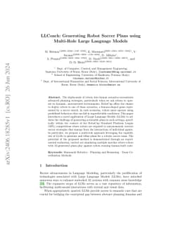 LLCoach: Generating Robot Soccer Plans using Multi-Role Large Language
  Models