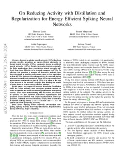 On Reducing Activity with Distillation and Regularization for Energy
  Efficient Spiking Neural Networks