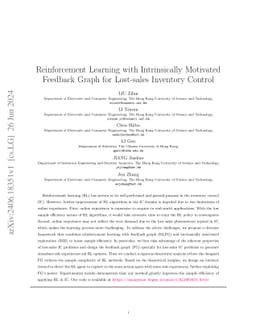 Reinforcement Learning with Intrinsically Motivated Feedback Graph for Lost-sales Inventory Control