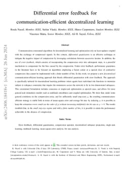 Differential error feedback for communication-efficient decentralized
  learning