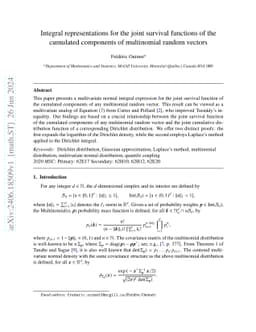 Integral representations for the joint survival functions of the
  cumulated components of multinomial random vectors