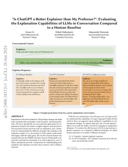 "Is ChatGPT a Better Explainer than My Professor?": Evaluating the
  Explanation Capabilities of LLMs in Conversation Compared to a Human Baseline