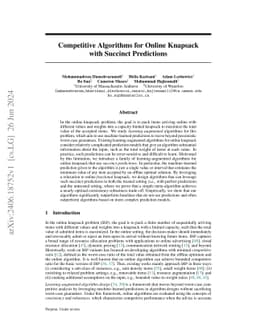 Competitive Algorithms for Online Knapsack with Succinct Predictions