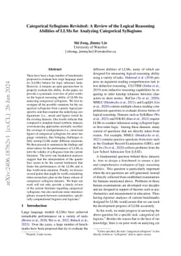Categorical Syllogisms Revisited: A Review of the Logical Reasoning
  Abilities of LLMs for Analyzing Categorical Syllogism