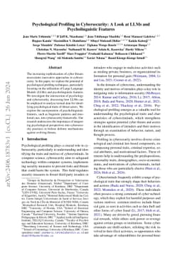 Psychological Profiling in Cybersecurity: A Look at LLMs and
  Psycholinguistic Features