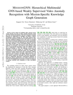 MissionGNN: Hierarchical Multimodal GNN-based Weakly Supervised Video
  Anomaly Recognition with Mission-Specific Knowledge Graph Generation