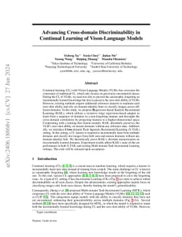 Advancing Cross-domain Discriminability in Continual Learning of
  Vison-Language Models