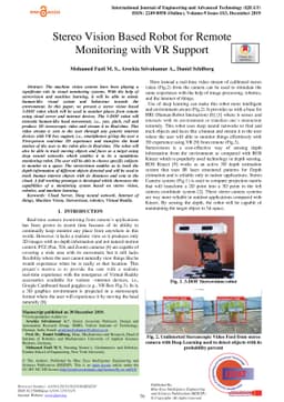 Stereo Vision Based Robot for Remote Monitoring with VR Support