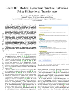 TocBERT: Medical Document Structure Extraction Using Bidirectional
  Transformers