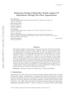 Robustness Testing of Black-Box Models Against CT Degradation Through
  Test-Time Augmentation