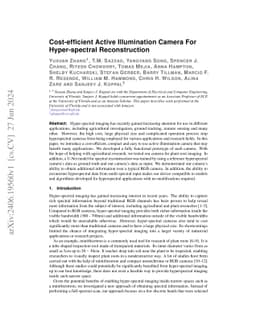 Cost-efficient Active Illumination Camera For Hyper-spectral
  Reconstruction