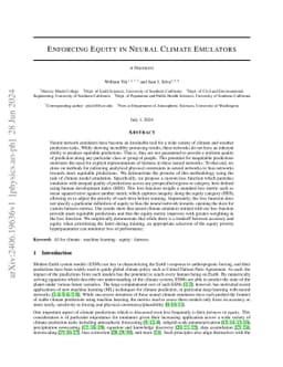 Enforcing Equity in Neural Climate Emulators