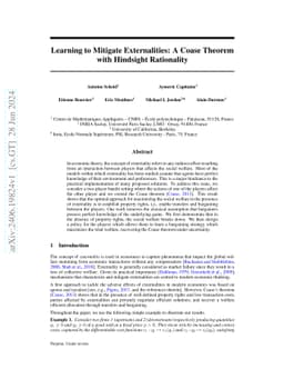 Learning to Mitigate Externalities: the Coase Theorem with Hindsight Rationality